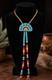 VTG Native American Style Hand Beaded Rainbow Sunburst Bolo Tie