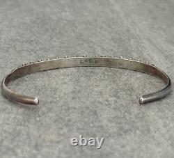 VTG Native American ZUNI KAAMASEE Needlepoint Turquoise Sterling Bracelet Sz6.5