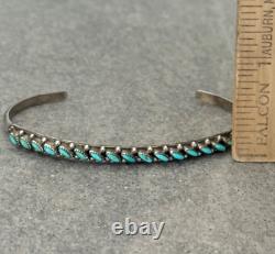VTG Native American ZUNI KAAMASEE Needlepoint Turquoise Sterling Bracelet Sz6.5