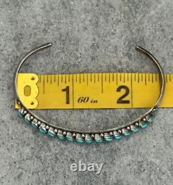 VTG Native American ZUNI KAAMASEE Needlepoint Turquoise Sterling Bracelet Sz6.5