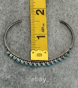 VTG Native American ZUNI KAAMASEE Needlepoint Turquoise Sterling Bracelet Sz6.5
