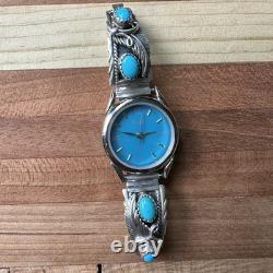 VTG Navajo Artisan JV Adla Watch 6.25 Inch Adjust Turquoise 925 Sterling Works