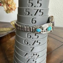 VTG Navajo Artisan JV Adla Watch 6.25 Inch Adjust Turquoise 925 Sterling Works