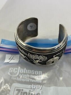 VTG Navajo Bracelet Sterling Thomas Singer Cuff Horse Pictograph Charity 4-DS32