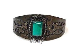 VTG Navajo Cerillos Turquoise Bracelet Navajo Ingot Sterling Cuff Old Pawn