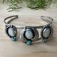 VTG Navajo Cuff Bracelet Size 6.25 MOP Shell Blue Turquoise 925 Sterling 14.8g