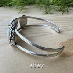 VTG Navajo Cuff Bracelet Size 6.25 MOP Shell Blue Turquoise 925 Sterling 14.8g