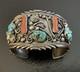 VTG Navajo Heavy Turquoise Coral Sterling Silver Cuff