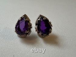 VTG Navajo, ROBERT KELLY sterlingmidnight plum amethyst earring set RARE
