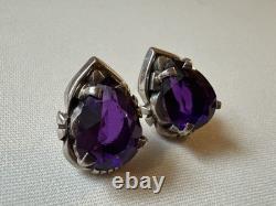 VTG Navajo, ROBERT KELLY sterlingmidnight plum amethyst earring set RARE