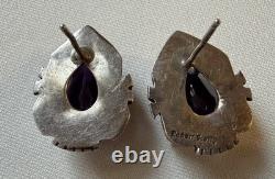 VTG Navajo, ROBERT KELLY sterlingmidnight plum amethyst earring set RARE