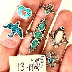 VTG Navajo Ring Lot Turquoise Sz 3 to 4 Jewelry 13g Sterling Native Am Wearable
