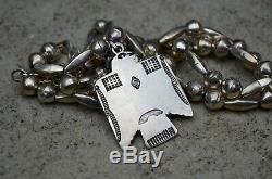 VTG Old Pawn Navajo Necklace Silver Fred Harvey Thunderbird Pendant & Beads
