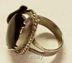 VTG PAWN NATIVE STERLING SILVER FIRE AGATE MEXICAN OPAL NAVAJO FEATHER RING 10g
