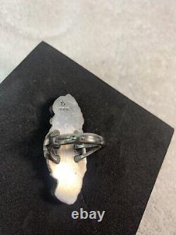 VTG Ring 3 Stone Coral Leaf, Tendrils Sterling, Size 7, Signed DL, BEAUTIFUL