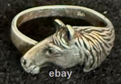 VTG Sterling Horse Head Ring Signed JF (Julian Fred, Hopi) Size 9