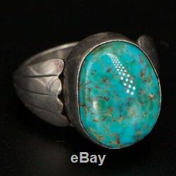 VTG Sterling Silver NAVAJO Signed D Turquoise Stone Ring Size 8.5 7g