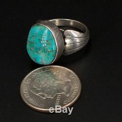 VTG Sterling Silver NAVAJO Signed D Turquoise Stone Ring Size 8.5 7g