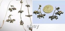 VTG Sterling Silver Native American 28 Liquid NECKLACE EARRINGS SET Lot Tiger++