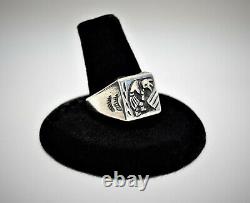 VTG Sterling Silver Native American Kokopelli Signet Biker Ring Mans Jewelry