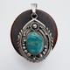 VTG Sterling Silver Native American Turquoise Beaded Floral Pendant Signed 2 L