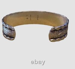 VTG Sterling Silver Navajo Style Floral Cuff Bracelet LT Signed 29.3g Petite