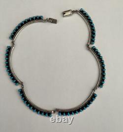 VTG TURQUOISE Native American STERLING COLLAR NECKLACE SIGNED Stamped JEWELRY