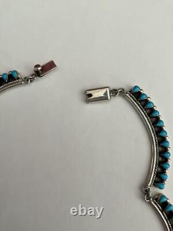 VTG TURQUOISE Native American STERLING COLLAR NECKLACE SIGNED Stamped JEWELRY