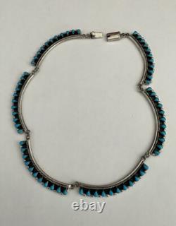 VTG TURQUOISE Native American STERLING COLLAR NECKLACE SIGNED Stamped JEWELRY