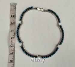 VTG TURQUOISE Native American STERLING COLLAR NECKLACE SIGNED Stamped JEWELRY