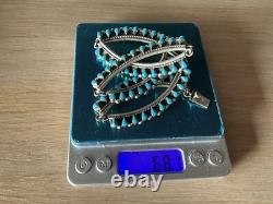 VTG TURQUOISE Native American STERLING COLLAR NECKLACE SIGNED Stamped JEWELRY