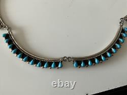 VTG TURQUOISE Native American STERLING COLLAR NECKLACE SIGNED Stamped JEWELRY
