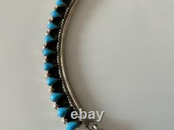 VTG TURQUOISE Native American STERLING COLLAR NECKLACE SIGNED Stamped JEWELRY