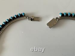 VTG TURQUOISE Native American STERLING COLLAR NECKLACE SIGNED Stamped JEWELRY