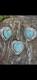 VTG Turquoise Sterling Silver Heart Pendant & Earrings SET Native Amer 4 PIECES
