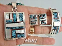 VTG Willie Yazzie NAVAJO Jewelry Lot Sterling & Turquoise BRACELET NECKLACE & ER