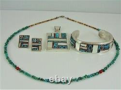 VTG Willie Yazzie NAVAJO Jewelry Lot Sterling & Turquoise BRACELET NECKLACE & ER