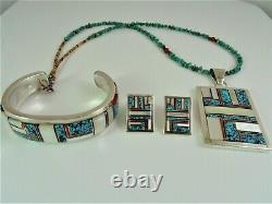 VTG Willie Yazzie NAVAJO Jewelry Lot Sterling & Turquoise BRACELET NECKLACE & ER