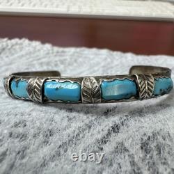 VTG Zuni Fabian Cheama Open Cuff Bracelet 6.25 Inch Turquoise 925 Sterling 10.7g