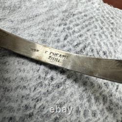 VTG Zuni Fabian Cheama Open Cuff Bracelet 6.25 Inch Turquoise 925 Sterling 10.7g