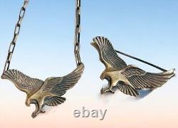 Very Vtg Native American Sterling Silver EAGLE Necklace Brooch LOT SET OLD