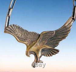 Very Vtg Native American Sterling Silver EAGLE Necklace Brooch LOT SET OLD