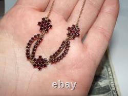 Victorian Bohemian Garnet Necklace Jewelry Vintage 894w