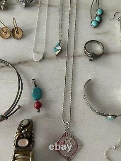 VintageNow Sterling Silver 925 14k Gold Jewelry Lot Native American Turquoise