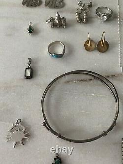 VintageNow Sterling Silver 925 14k Gold Jewelry Lot Native American Turquoise