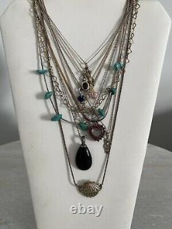 VintageNow Sterling Silver 925 Necklace Jewelry Lot Milor Native American Onyx