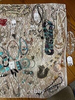 Vintage 108 piece Native American Sterling Coral Turquoise Mixed Jewelry Lot