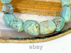 Vintage 17 Native Sterling Chunk Spyderweb Turquoise Nugget Necklace-1560.26