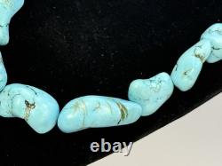 Vintage 18 Native Sterling Turquoise Nugget Necklace 90+G-2639.25