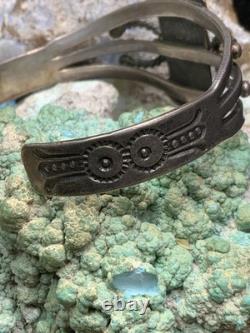 Vintage, 1930's Native American Sterling Silver & Turquoise Bracelet, 28.7g